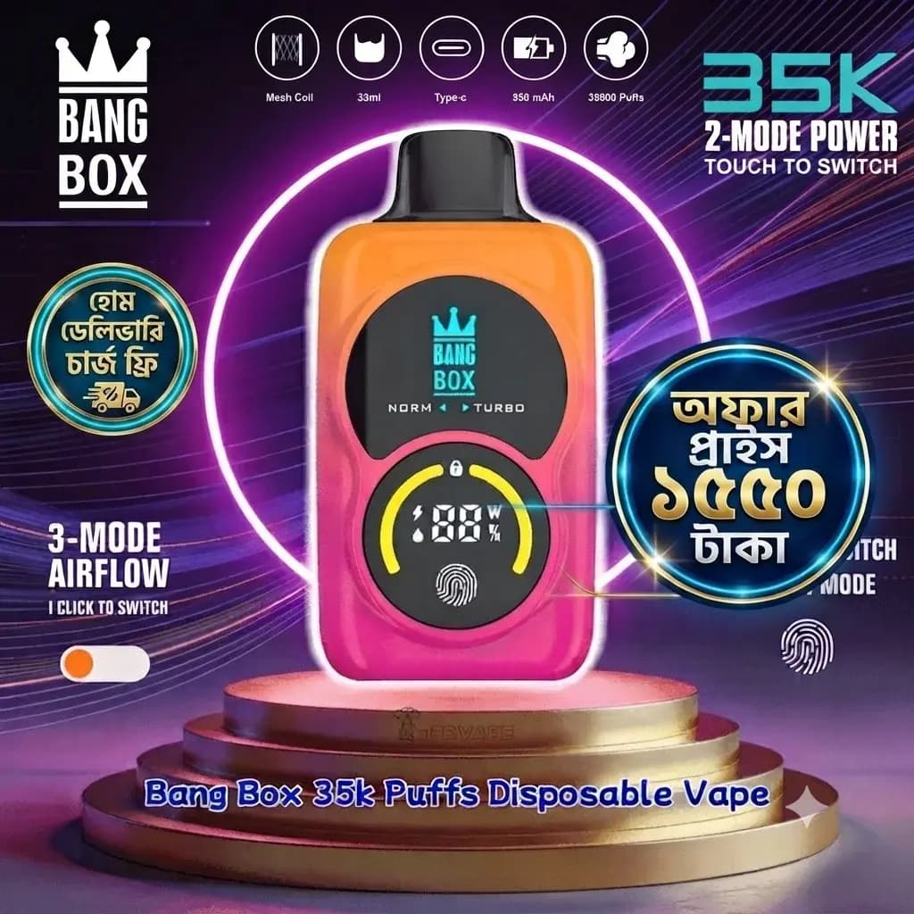 Bang Box 35000 Puffs Disposable Vape Adjustable Airflow & Power 0% 2% 3% 5% Nicotines 12Tastes Smart screen Vape Factory Direct